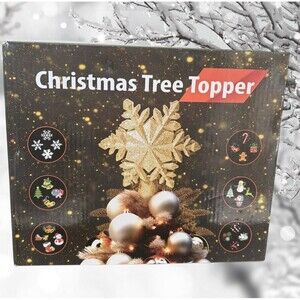 LED Christmas Tree Topper Projector Star Christmas Tree 6 pattern plates Gold